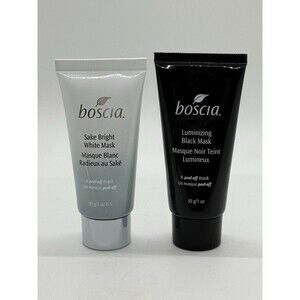 NEW Boscia Luminizing Charcoal Black Mask & Sake Bright White Mask 30g 1 Oz Each